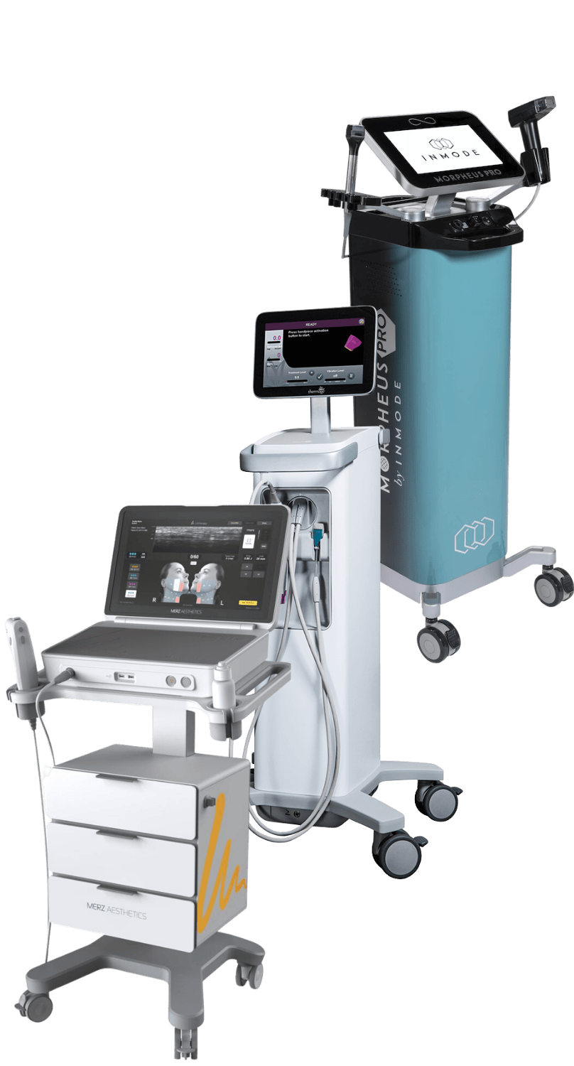 รวมเครื่องยกกระชับปรับรูปหน้าเครื่องแท้ 100% มาตรฐานสากลที่ Mediglow Clinic ได้แก่ Ultherapy Prime, Thermage FLX และ Morpheus Pro